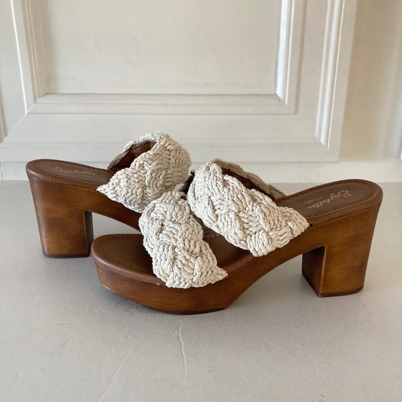 Seychelles Anthropologie Smoke Show Ivory Rope Woven Heels Sz 10 - Picture 1 of 8
